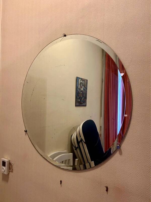 Antique bevelled mirror 90 cm