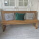 Church pew, pitchpin bed with a light oak waxed finish.