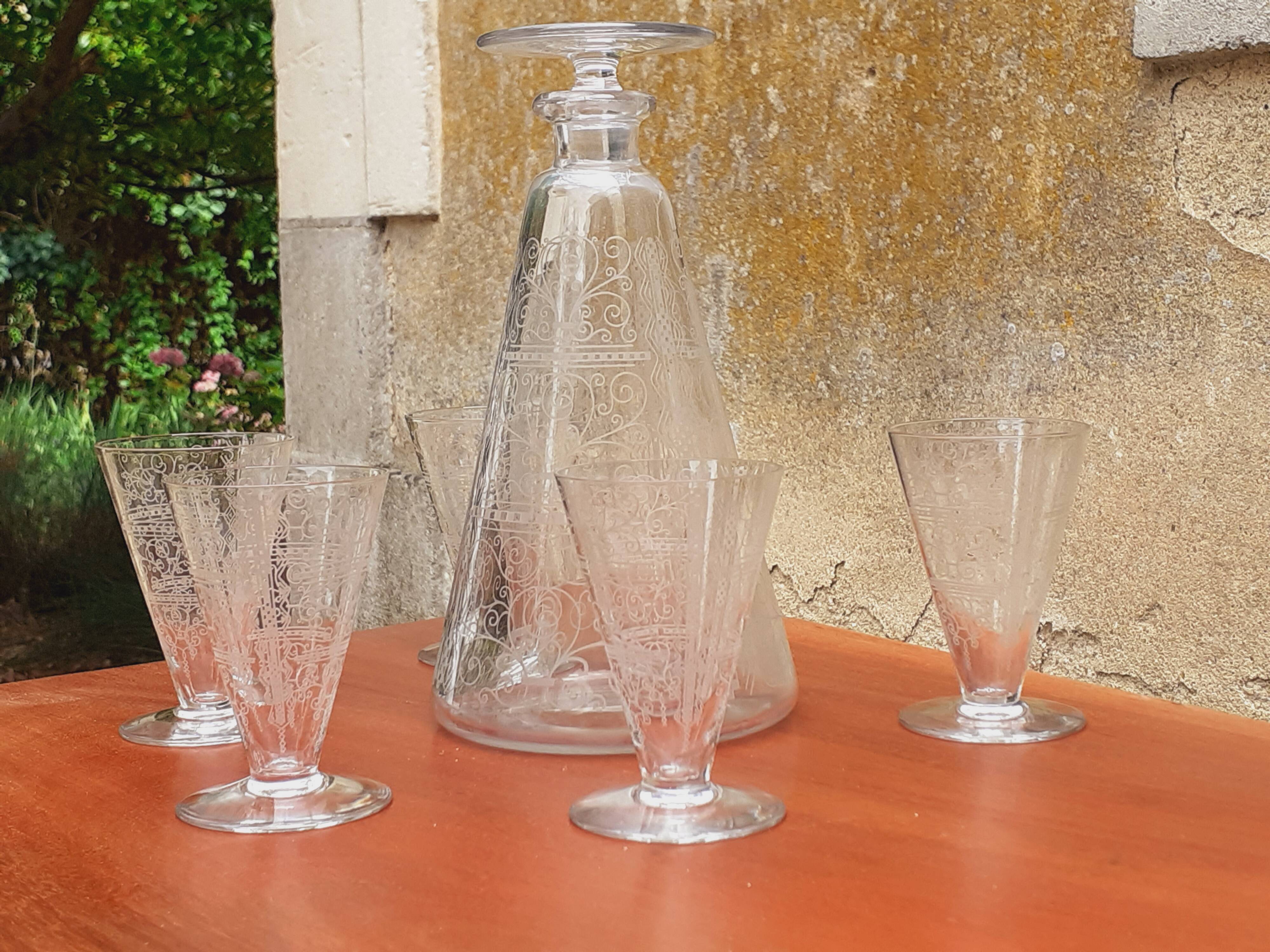 Carafe and Crystal Glasses from Baccarat Model Lido