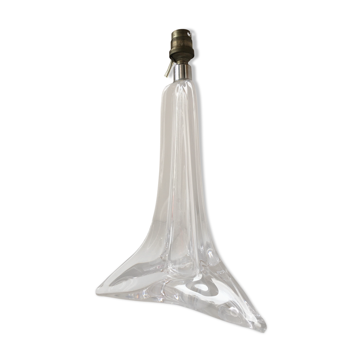Pied de lampe moderniste en cristal incolore  Cristalleries Saint-Louis  vers 1970