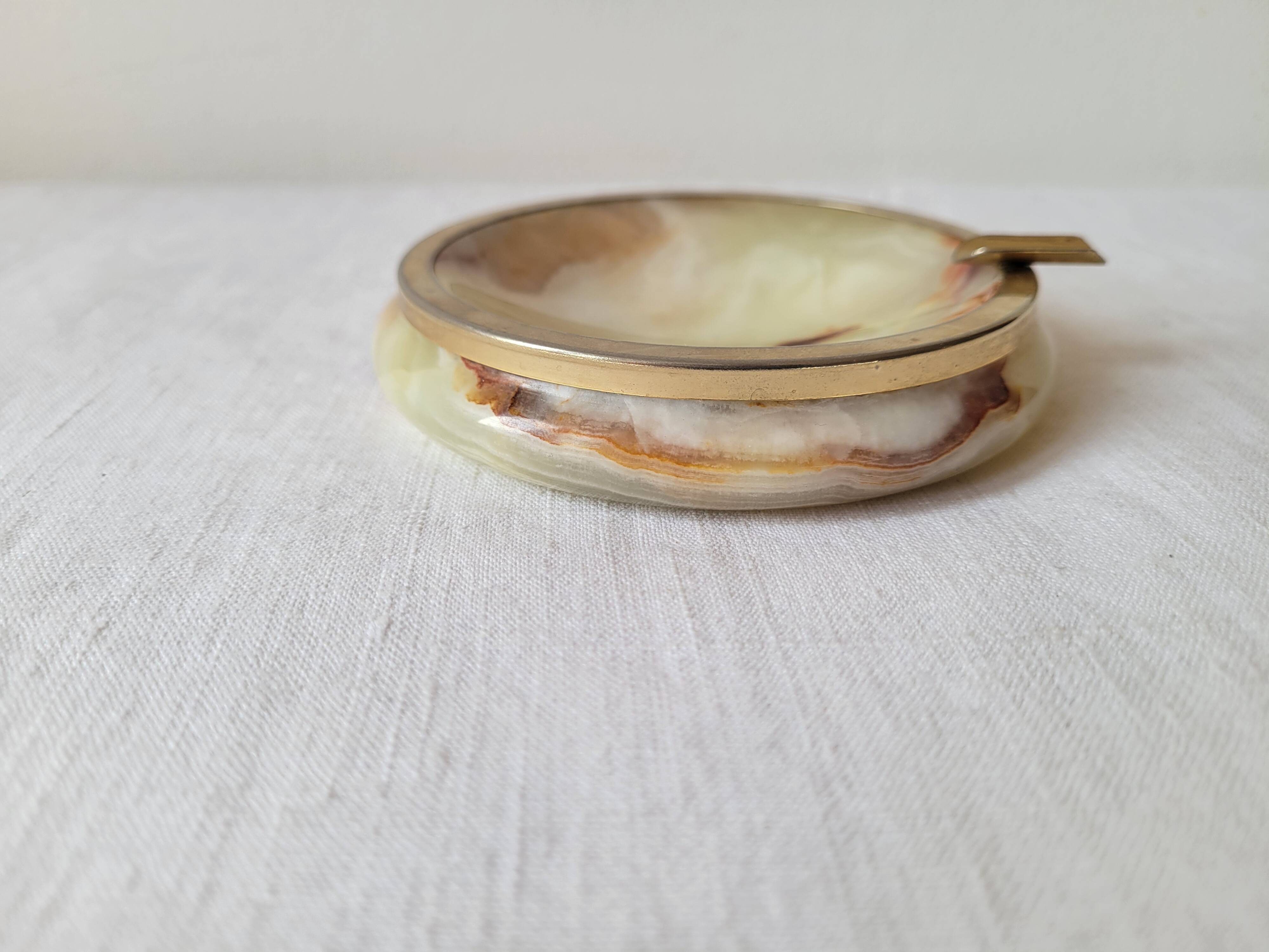 Onyx and brass ashtray