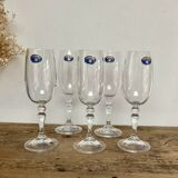 5 small Bohemian crystal flutes