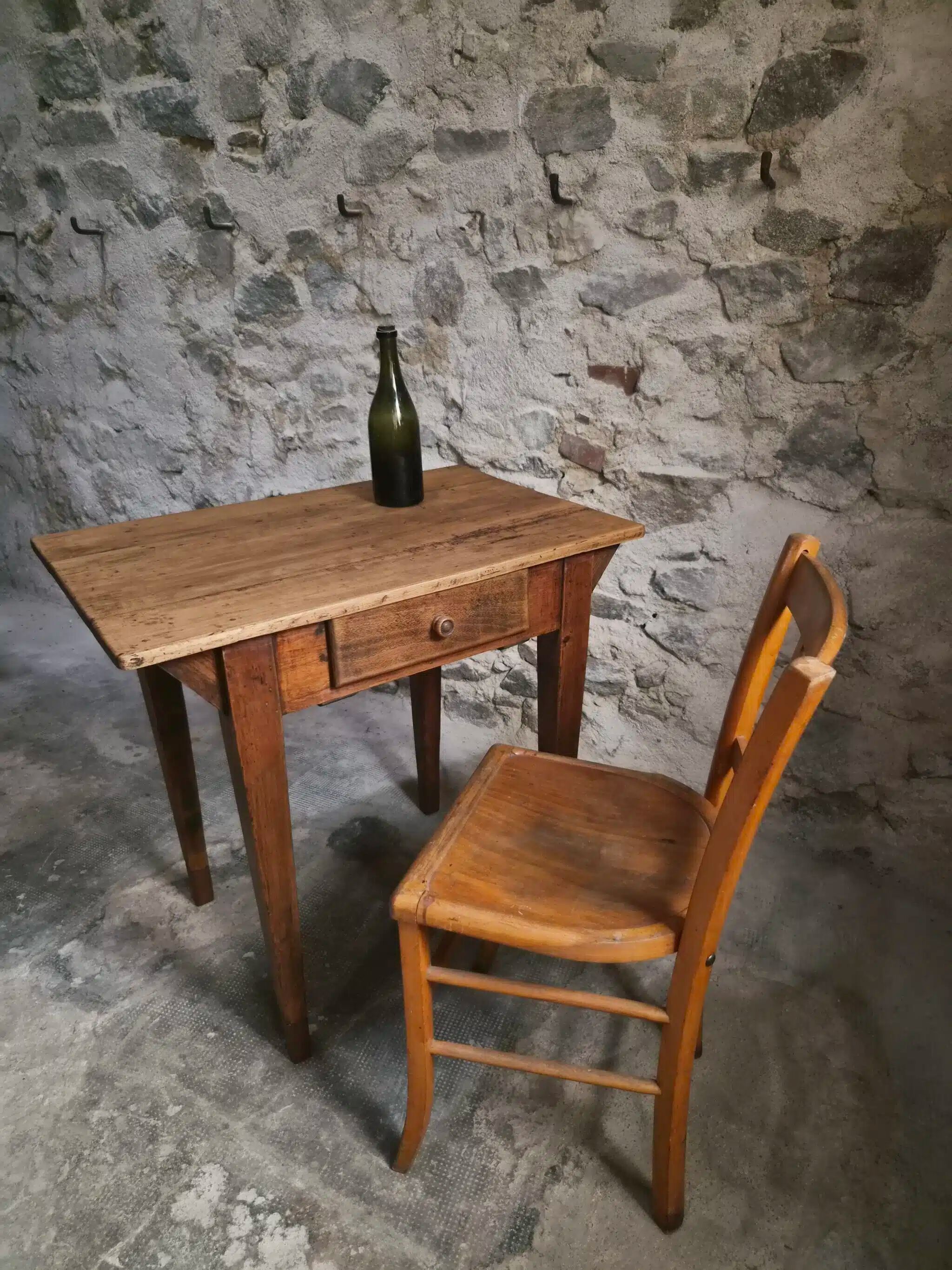 Compact French work table with bistro chair | Table circa 1900 | Chair circa 1950