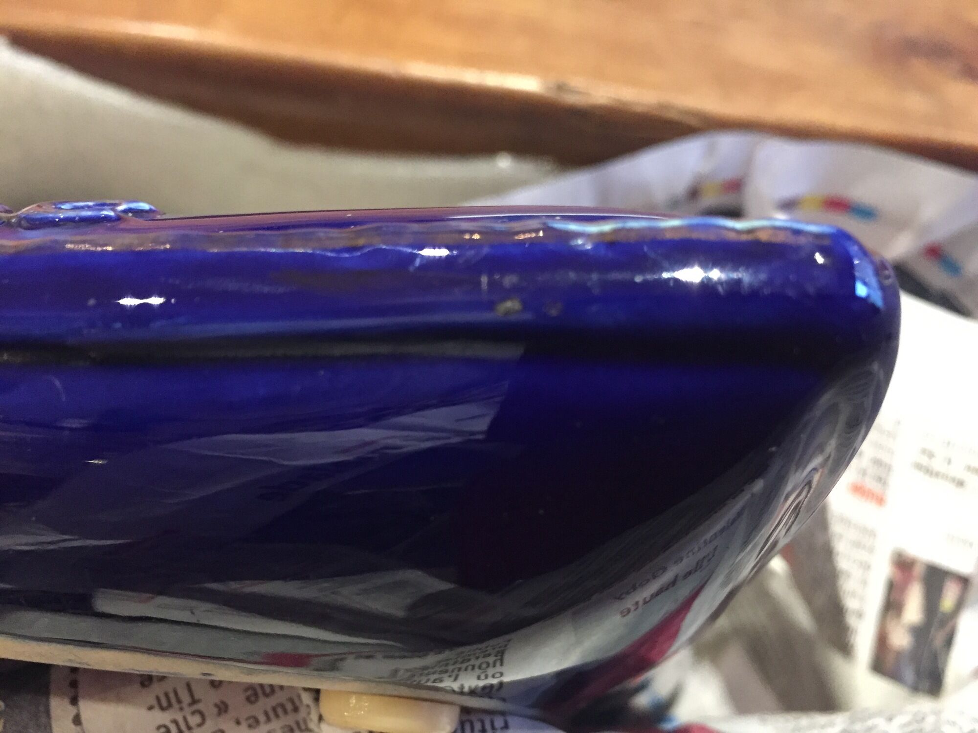 FRIENDLY ASHTRAY PICKS UP MONEY OR EMPTY POCKET COGNAC GASTON DE LAGRANGE BLUE AND DORE