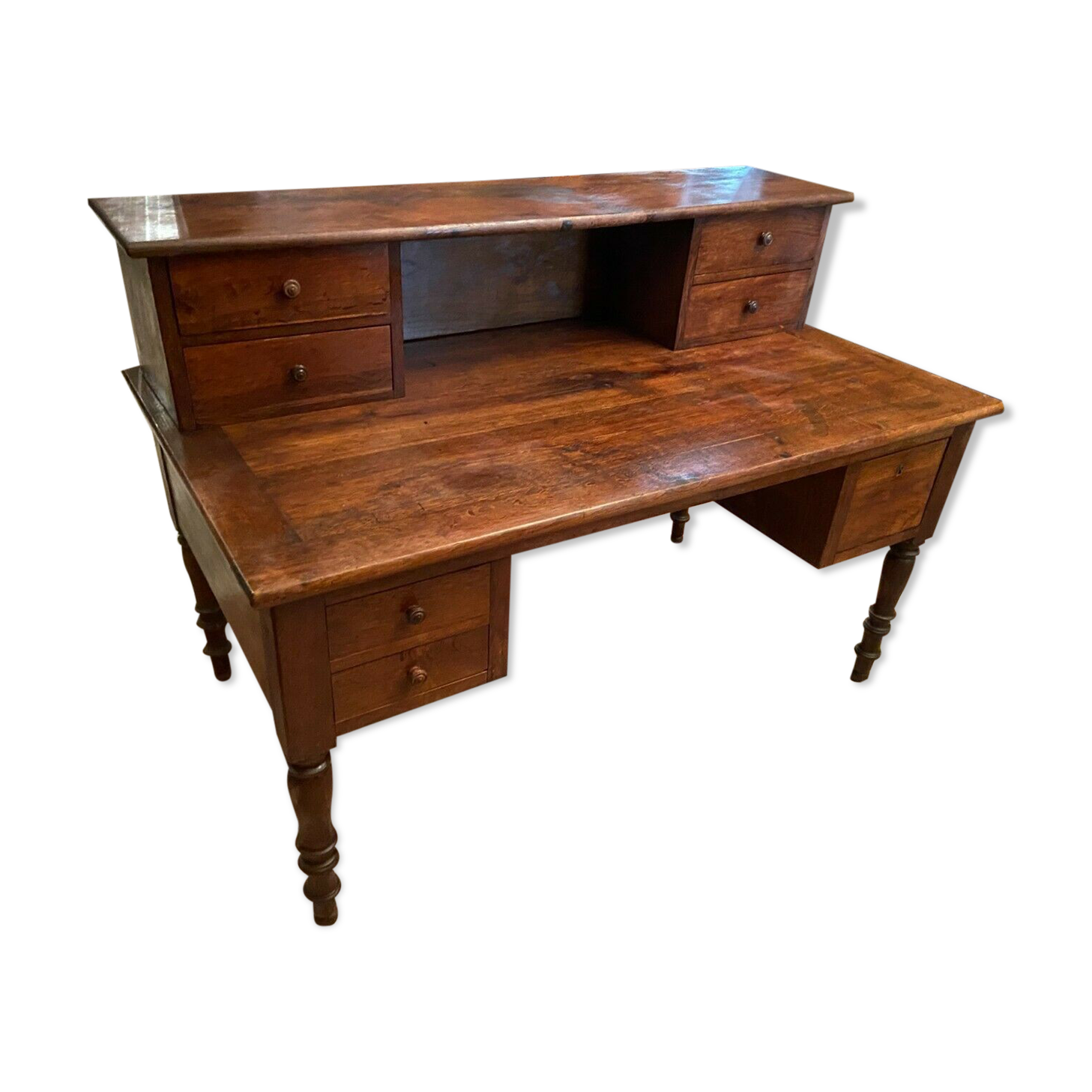 Important stepped office in solid blond oak nineteenth Napoleon III