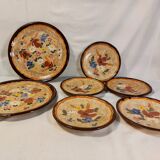 Set of 5 dessert plates and 2 vallauris plates, signed jérôme massier - circa 50/60