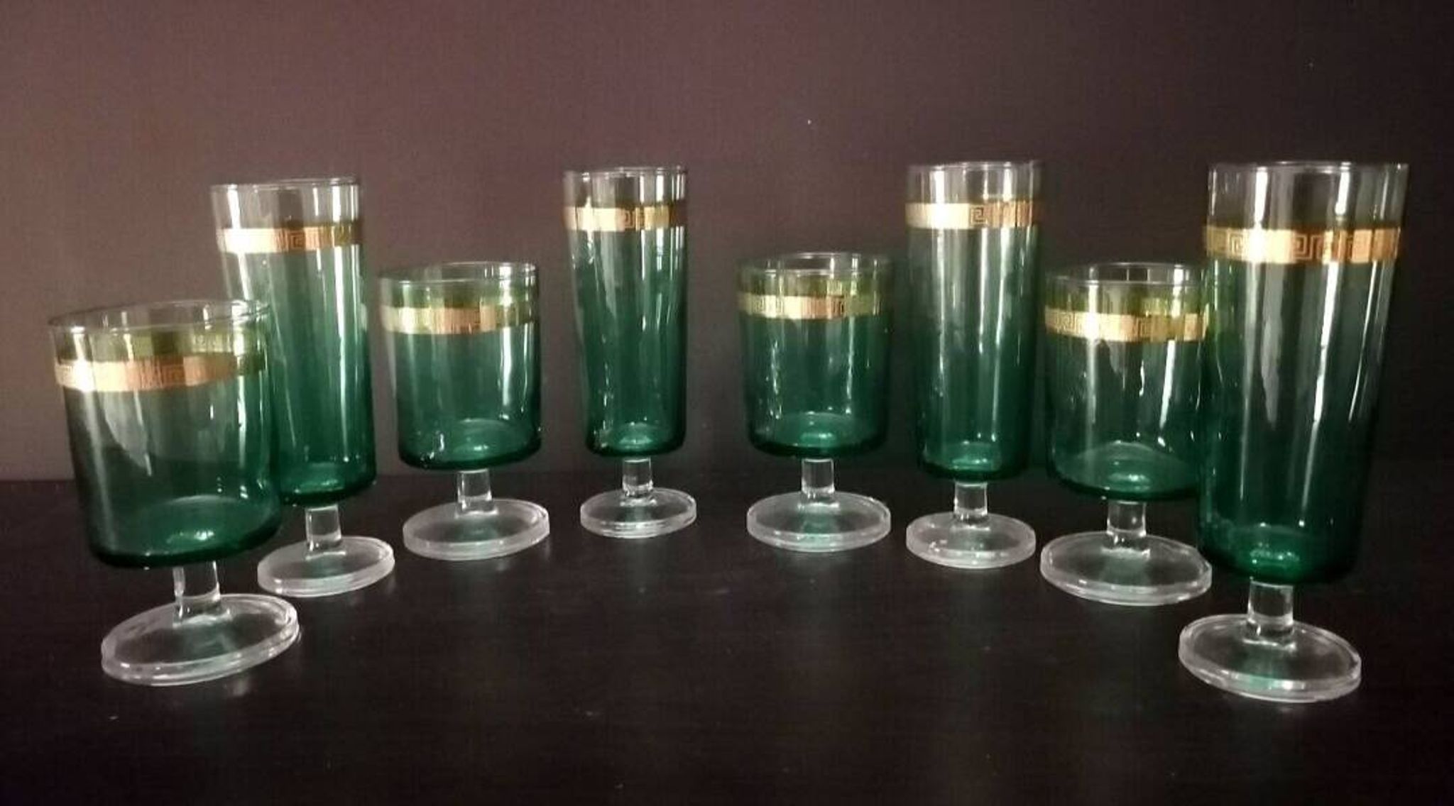 Set of Vintage Art Deco style Luminarc glasses.