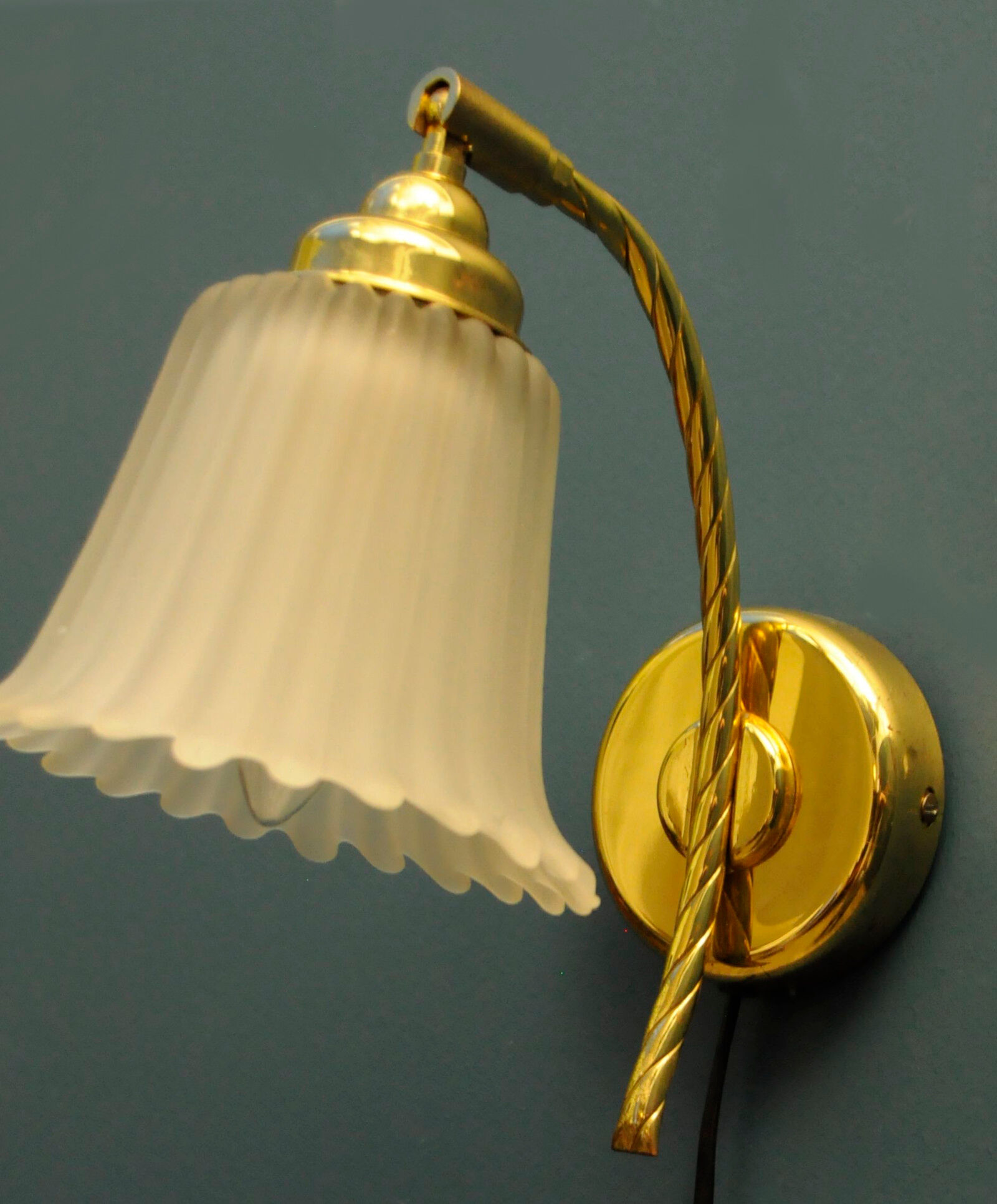 Danish wall lamp, brass and glass