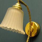 Danish wall lamp, brass and glass