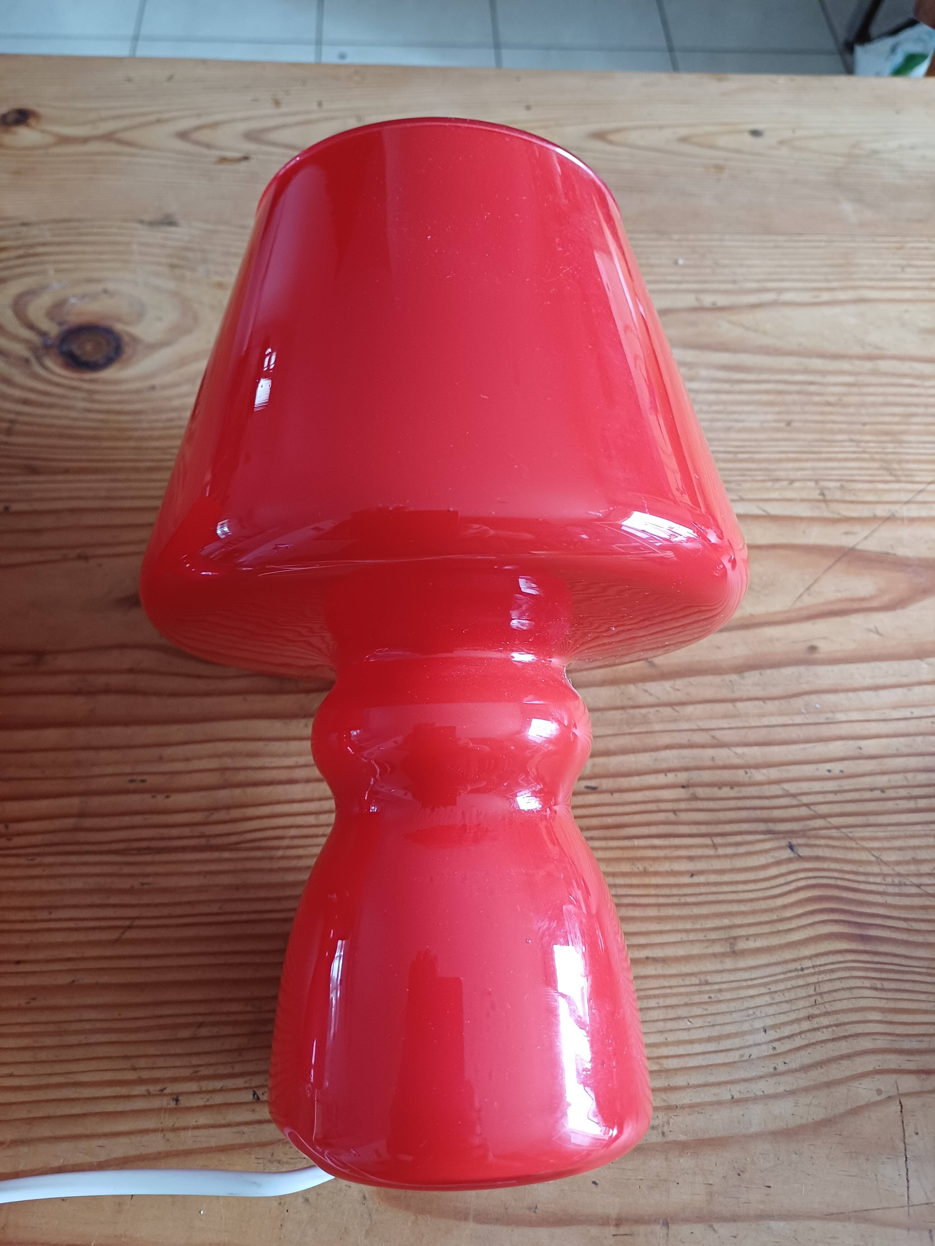 Pair of Vintage Red Opaline Lamps