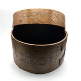 Boîte suédoise ancienne en bois courbé avec couvercle • Art populaire