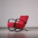 Fauteuil Jindřich Halabala ‘H-269’ en velours rouge et hêtre teinté, années 1930