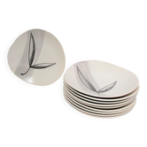 Dix assiettes design Pornic  années 60 modèle "Lotus"