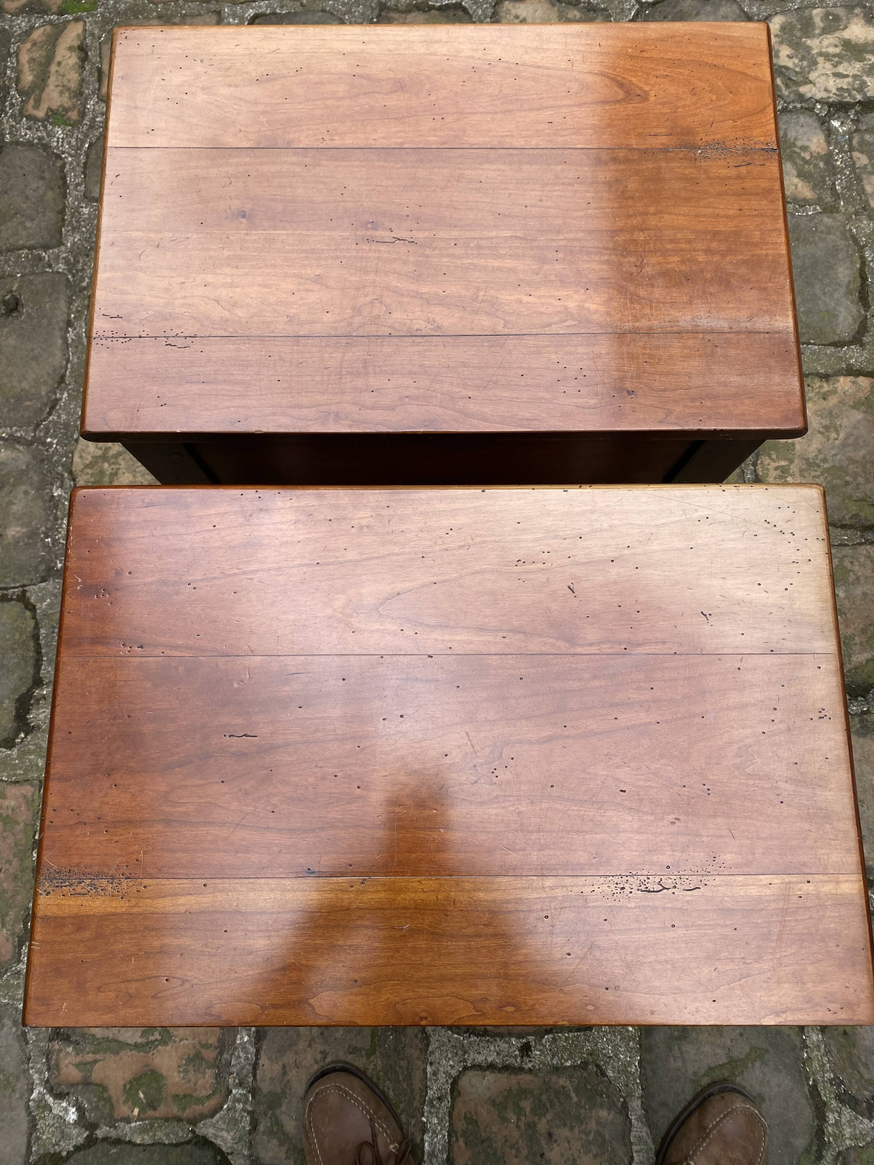 Pair of cherry wood side tables