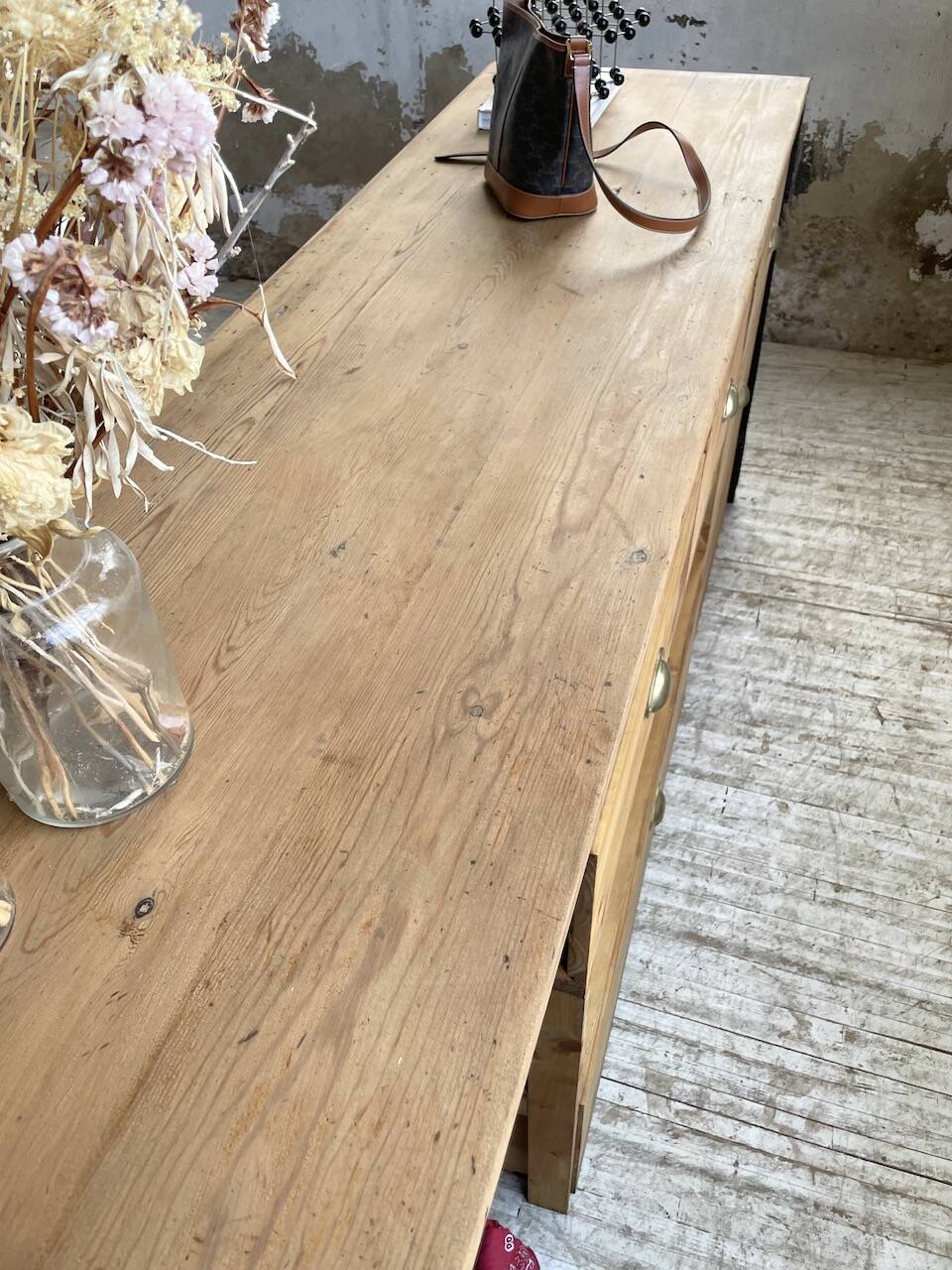2m pine counter or central island with storage