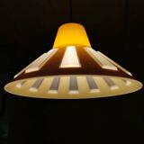 Lampe pendentif jaune en plastique années 80
