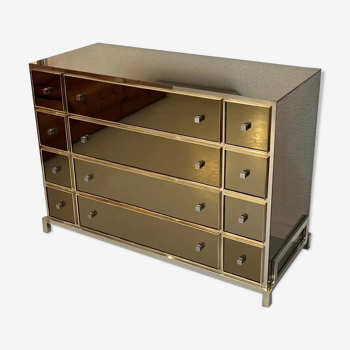 Michel Pigneres chest of drawers glass, brass and chrome around 1970