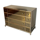 Commode verre Michel Pigneres  laiton et chrome vers 1970