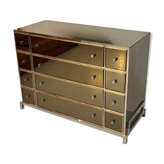 Michel Pigneres chest of drawers glass, brass and chrome around 1970