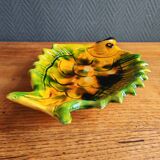 Vintage Fish Plate in Barbotine – Yellow Fish Serving Dish