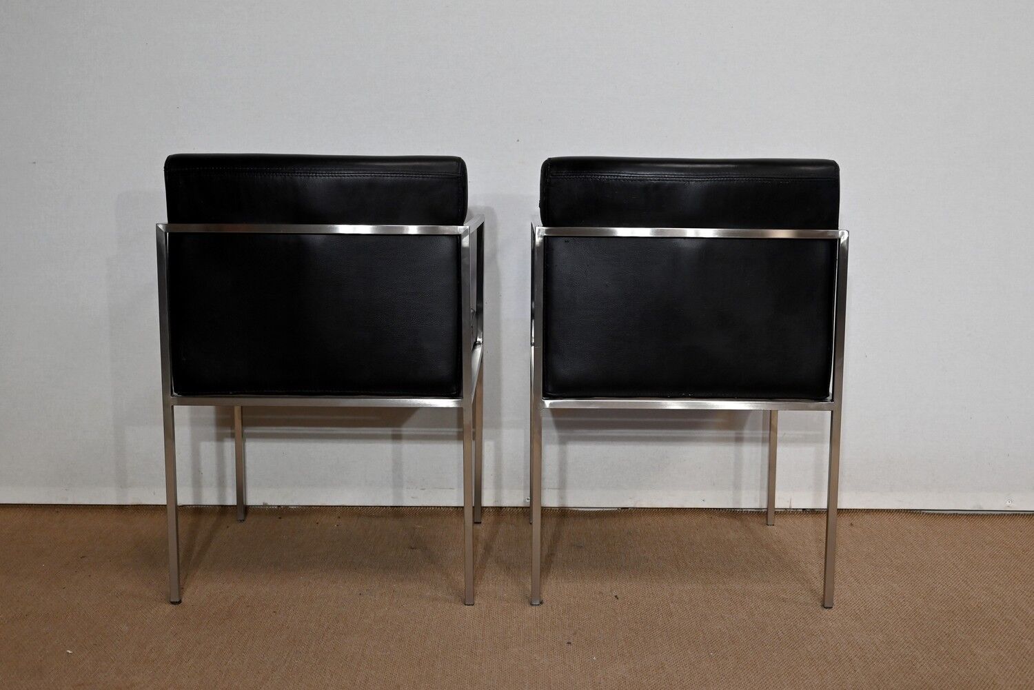 Pair of square armchairs, imitation leather – 1970