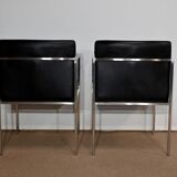 Pair of square armchairs, imitation leather – 1970
