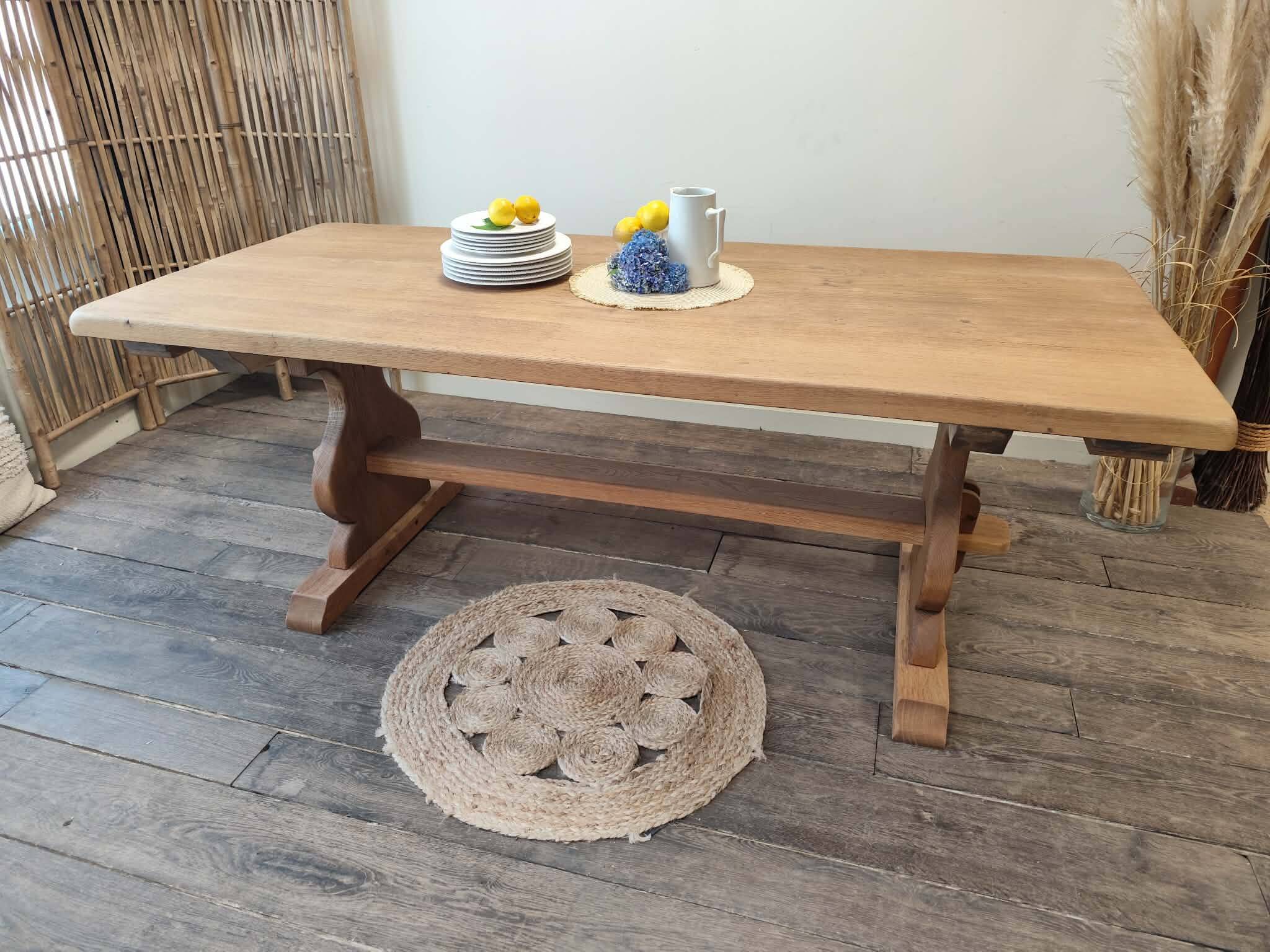 Monastery table with extension solid oak wood