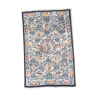 Tapis ancien art déco chinois fait main 236x368 cm