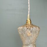 Vintage tulip pendant light in amber glass