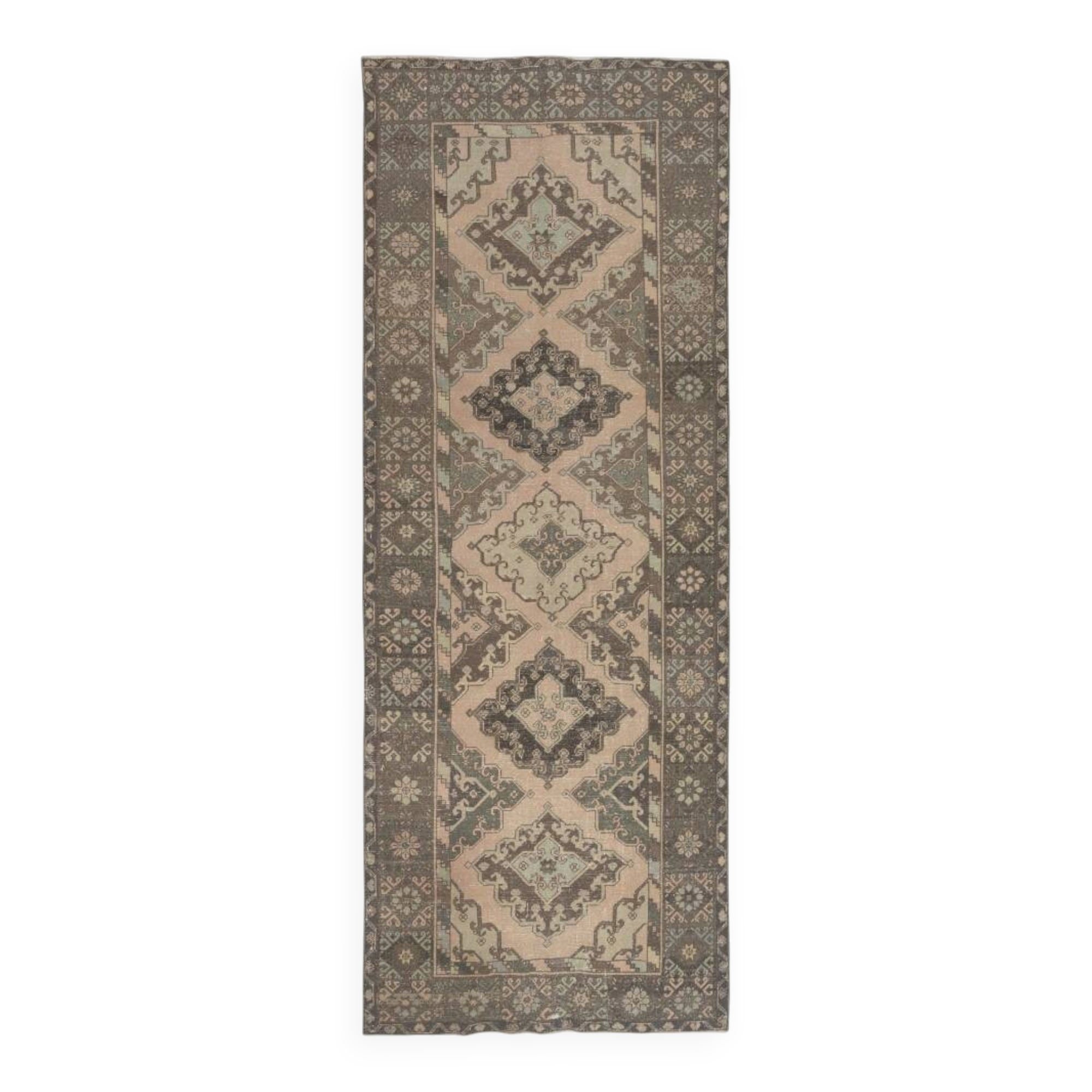 Handknotted Runner Rug for Hallway. Vintage Corridor. Kitchen Runner Carpet. Stair Rug