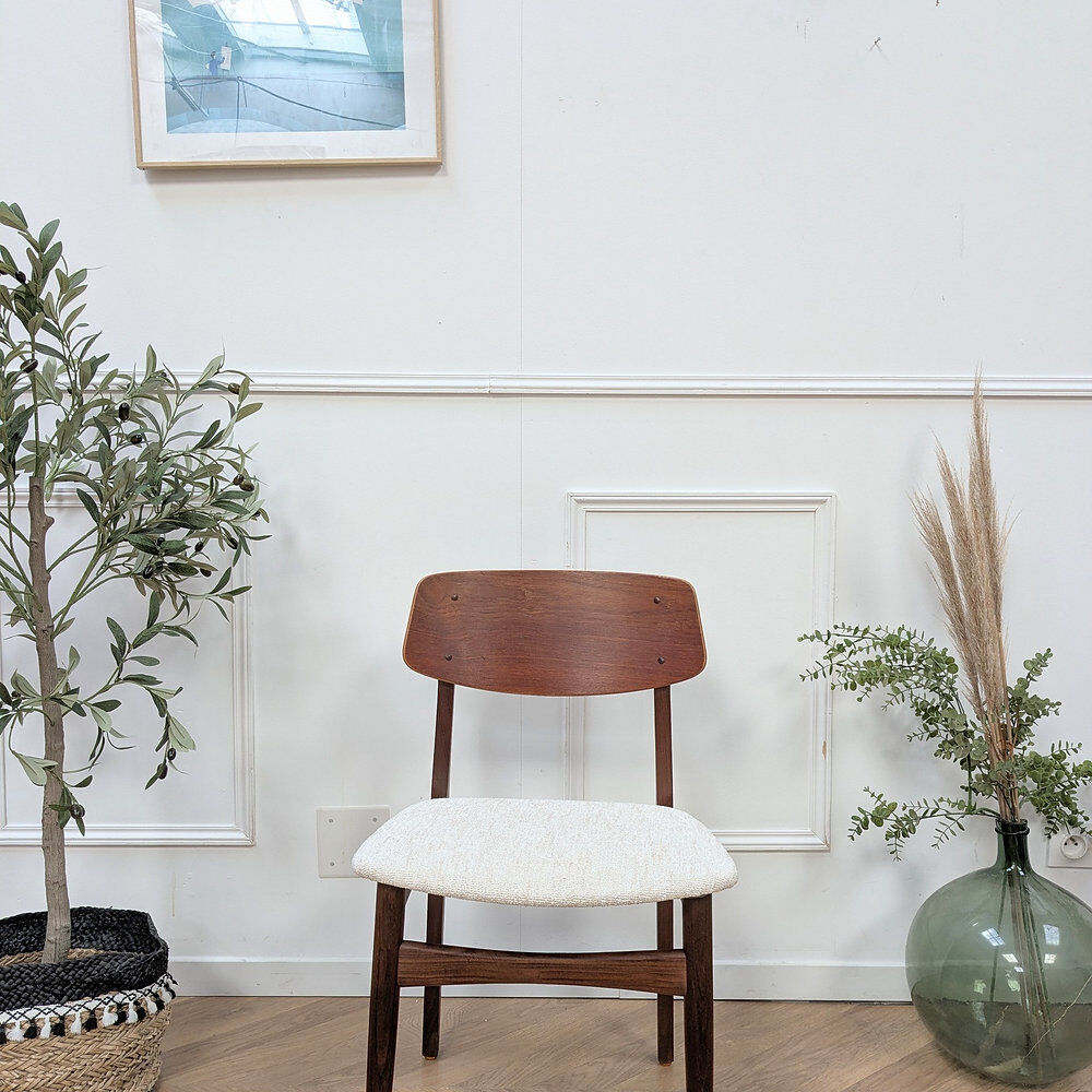 Chaises scandinave teck & tissu