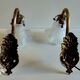 Swan neck wall lights in bronze and glass - early 20th century.