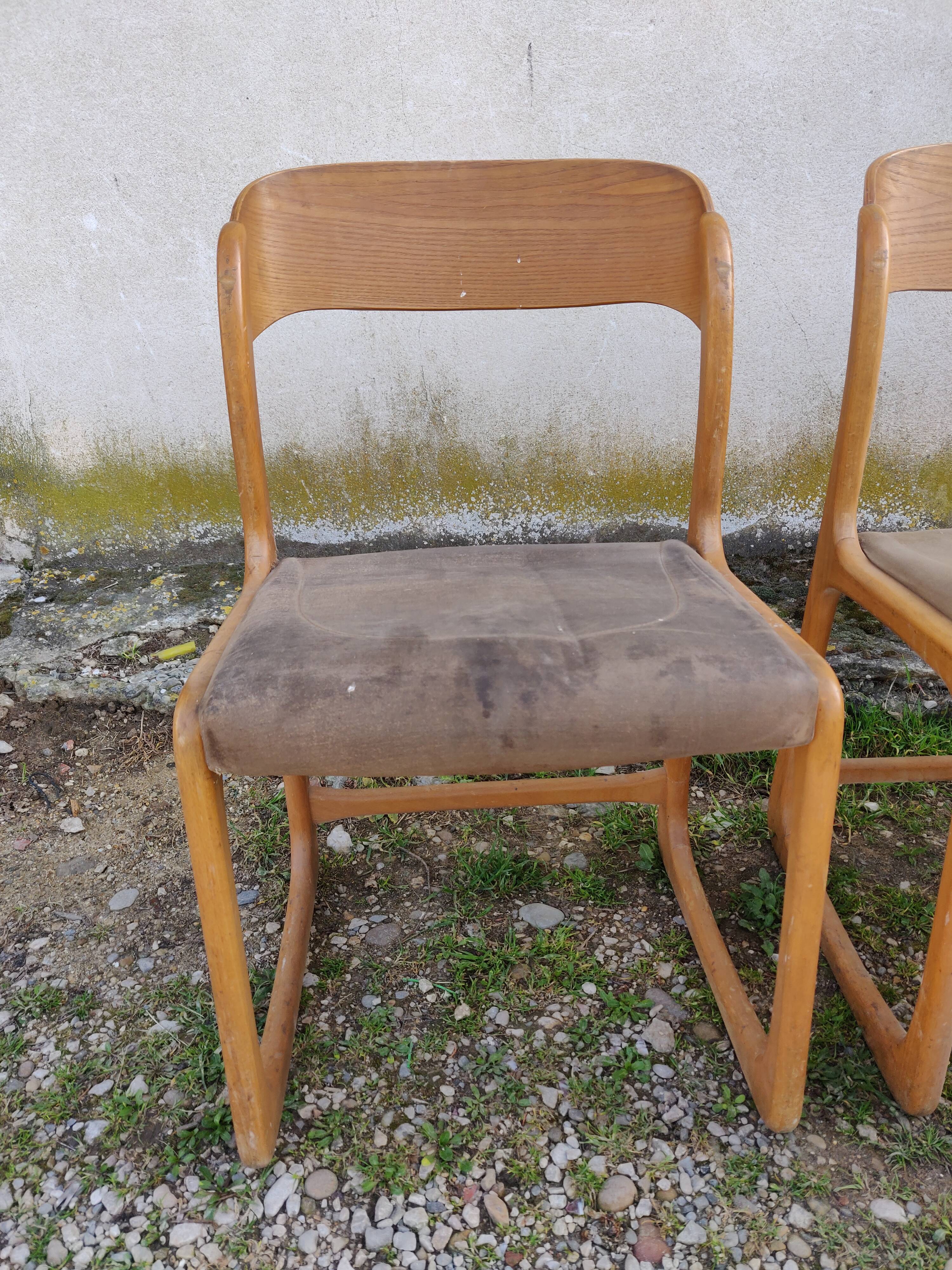 Set of 10 baumann chairs model sled 60s