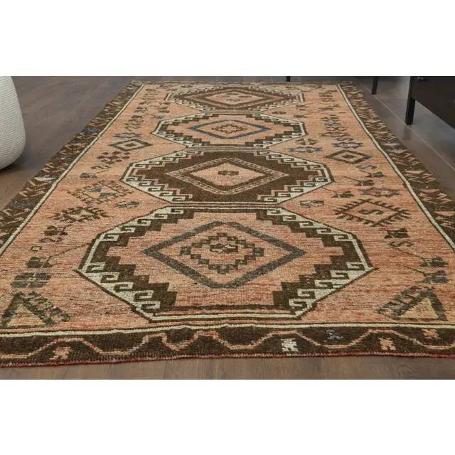 1970s Vintage Turkish Oushak Handmade Wool Cotton Orange Area Rug  149x316