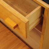 Mid-century bedside tables with ash veneer and black glass by František Mezulánik, Nový Domov, Czechoslovakia, 1970s.