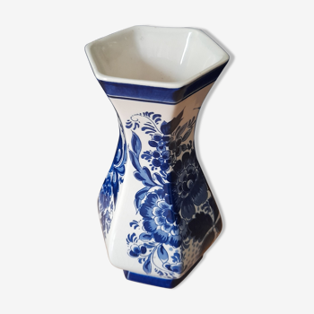 Hexagonal Delft Vase - Delft Blue, Handmade Holland