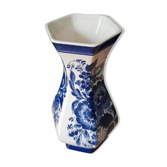 Hexagonal Delft Vase - Delft Blue, Handmade Holland