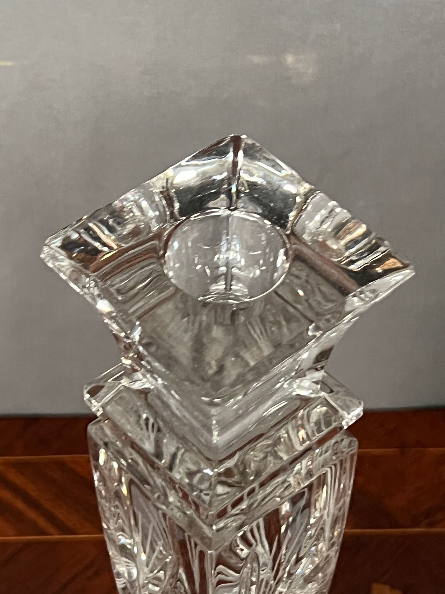 Pair of hand-cut solid crystal candle holders.