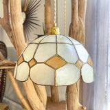 Vintage mother-of-pearl and vintage brass pendant light 1970