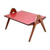 Coffee table in formica with compass feet, vintage from the 1950s