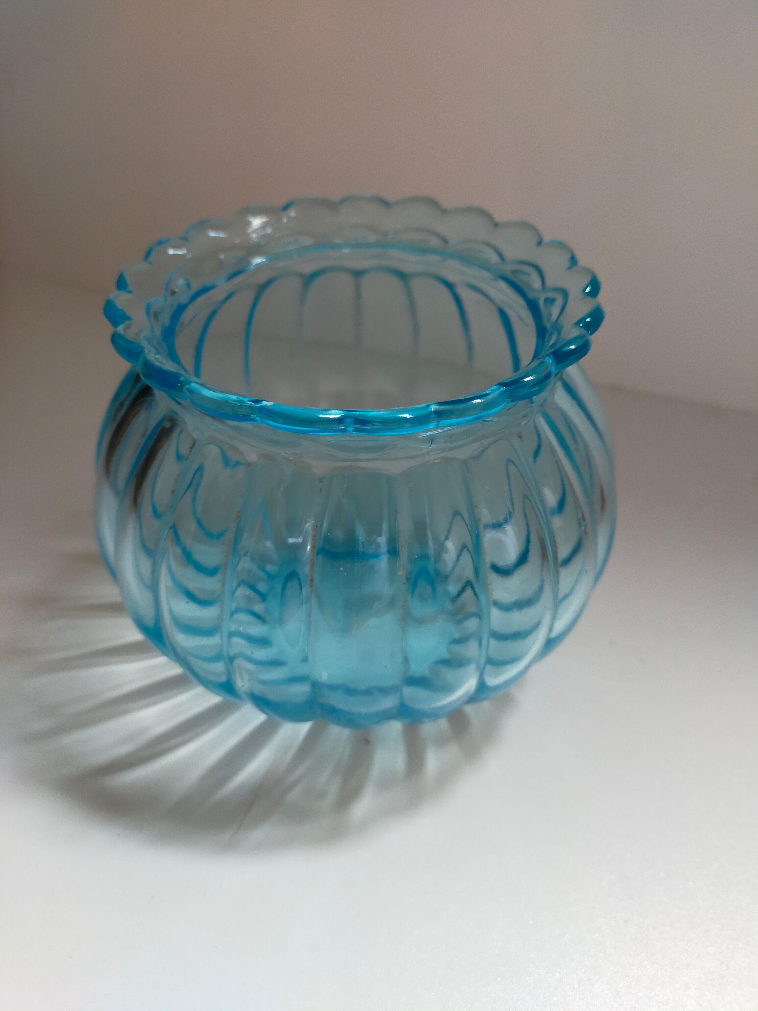 Blue ball vase signed