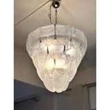 Contemporary Modern Sanded "Petals" Glass Chandelier