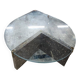 Vintage teardrop-shaped glass coffee table with stone base