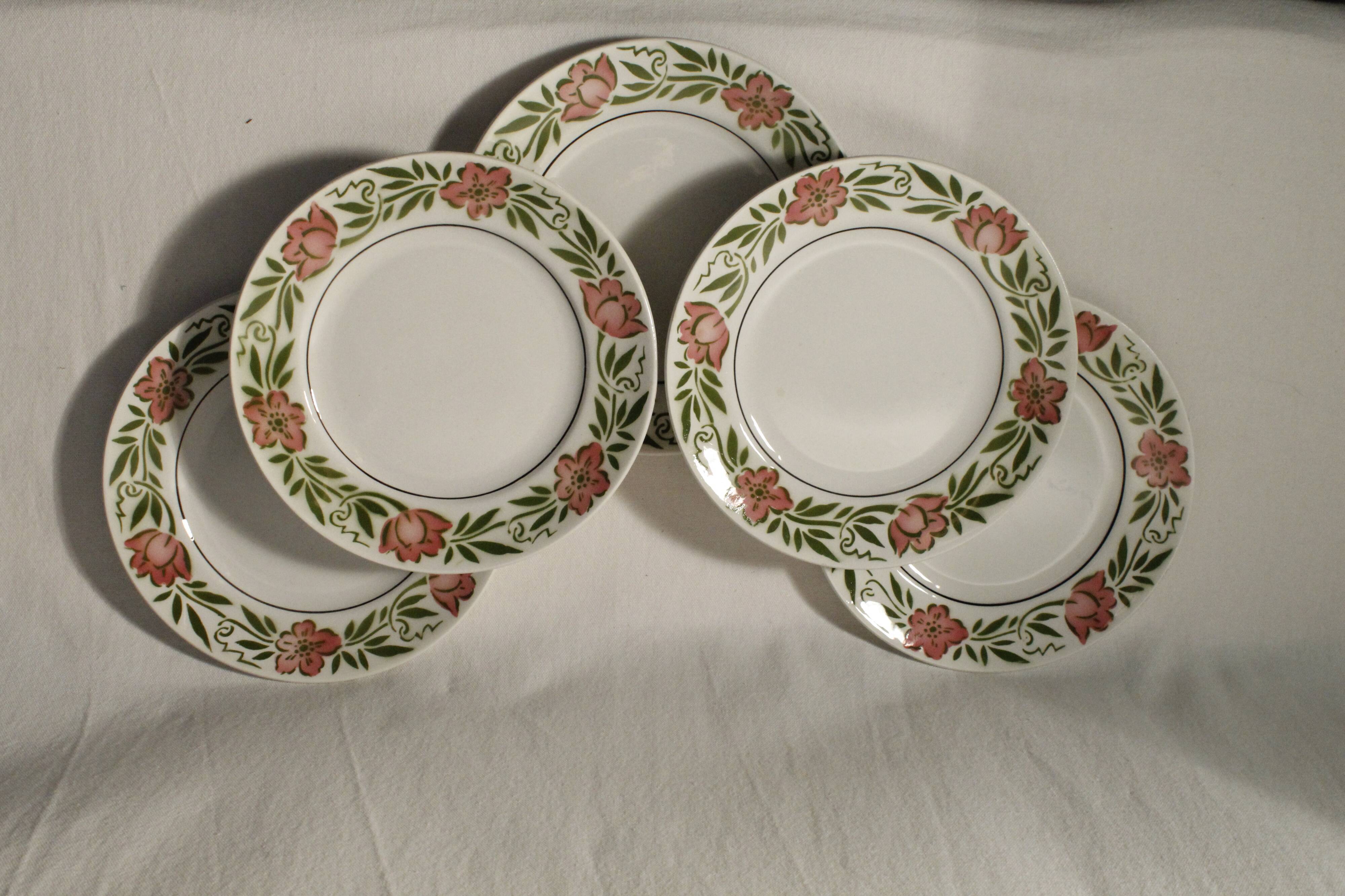 Set of 5 dessert plates Moulin des Loups - model Yvette