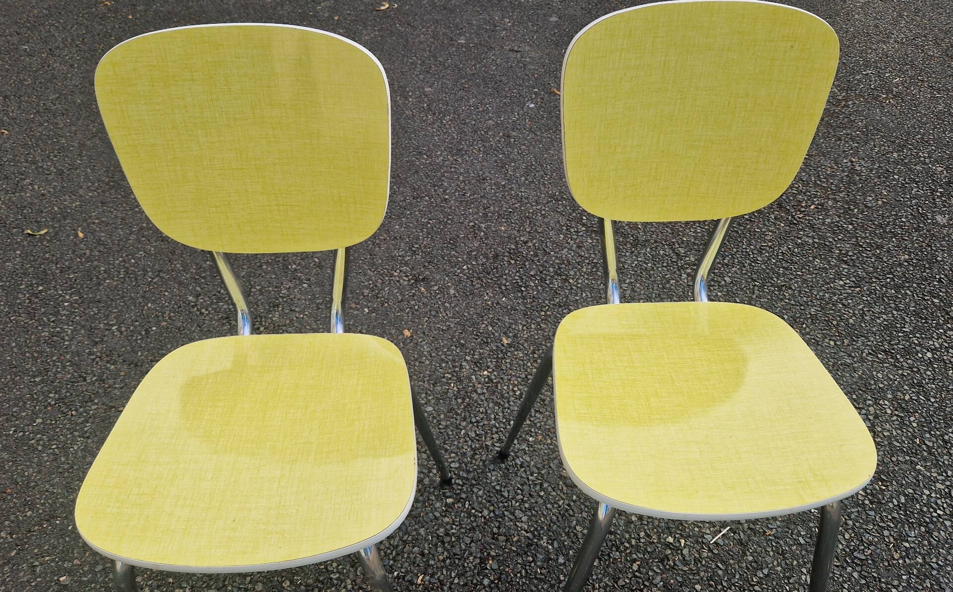 pair of yellow Formica chairs