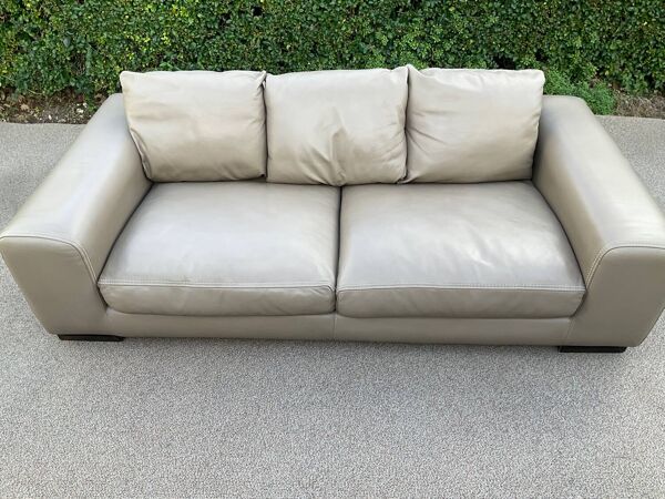 Canapé 3 places Roche Bobois en cuir beige