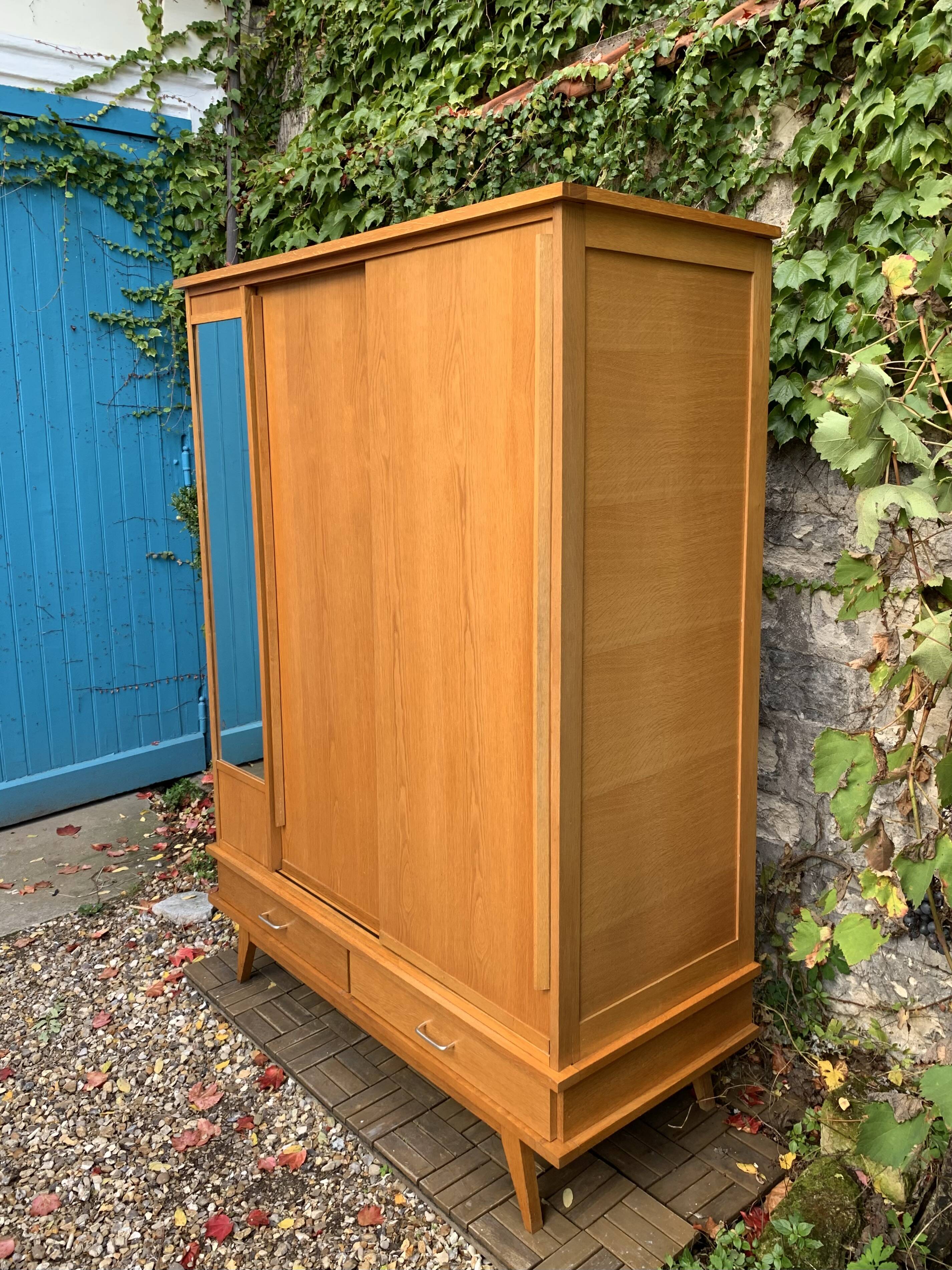 Vintage wardrobe with compass feet 1960