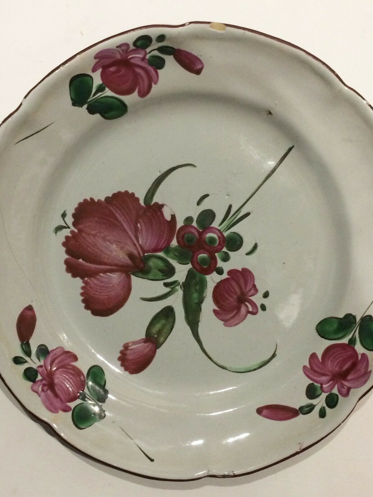 Eastern earthenware plate the Islettes flower bouquet decoration