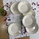 6 antique beige earthenware dinner plates with gold decoration and flowers by Villeroy Boch.