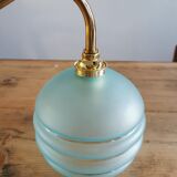 Applique globe vintage en verre dépoli bleu